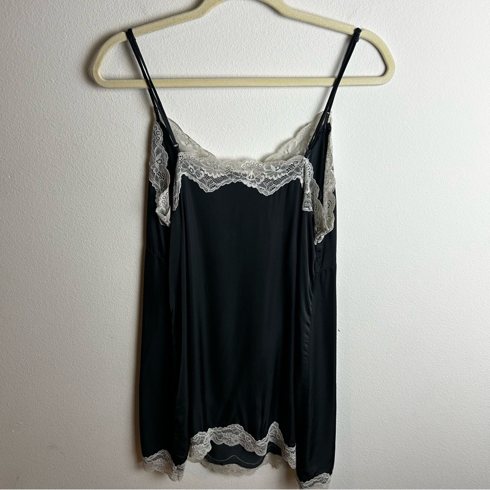 Aerie Off-Duty Satin Nightie slip dress lace size: M - Picture 13 of 13
